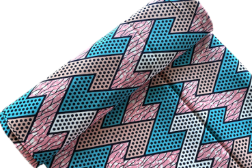 Afrikanischer Waxprint BLUE PINK ZIGZAG